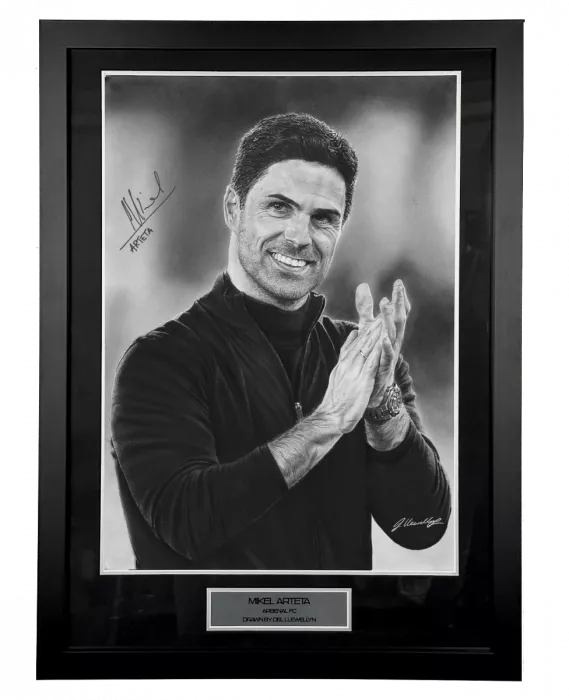 Original Mikel Arteta Signed And Framed Tribute Artwork