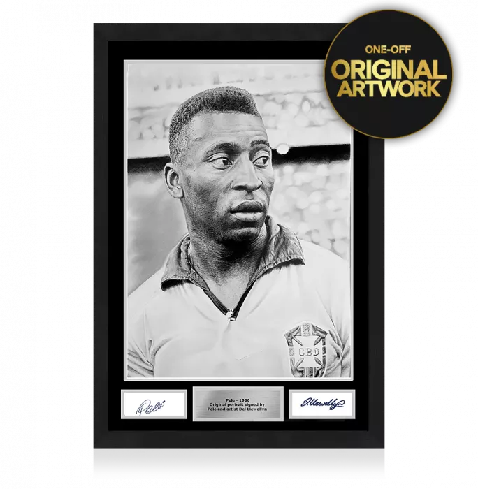 Original Pele Signed And Framed Tribute Artwork: Brazil Icon