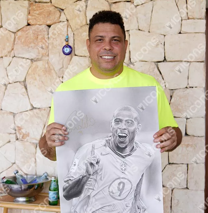 Original Ronaldo Signed And Premium Framed Tribute Artwork