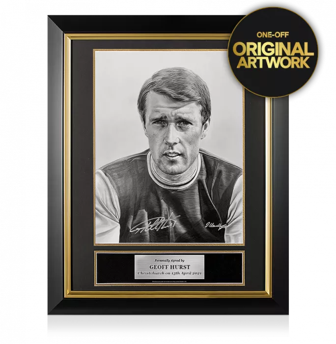 Original Sir Geoff Hurst Signed and Premium Framed Tribute Artwork: West Ham United Legend