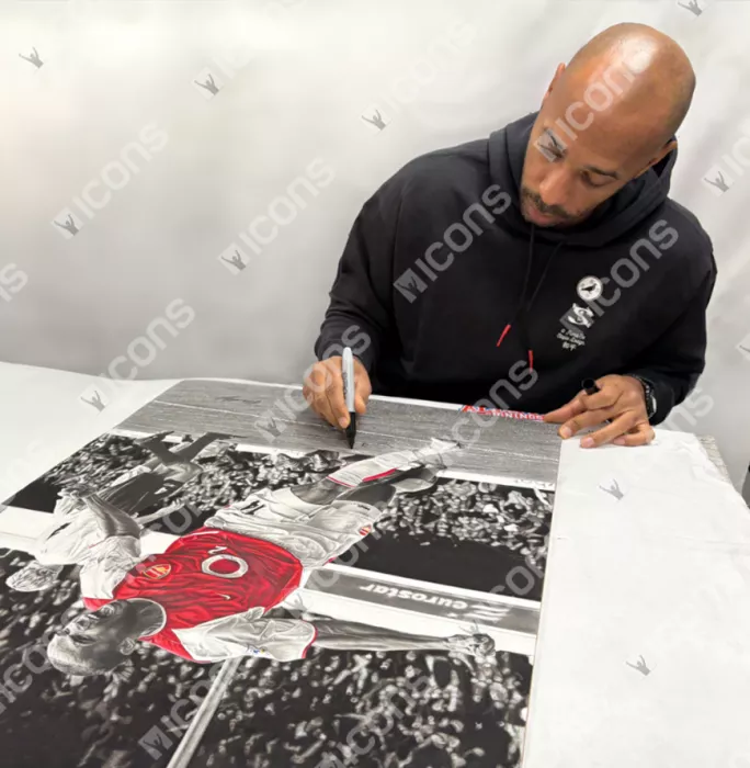 Original Thierry Henry Signed And Premium Framed Tribute Artwork: Arsenal Legend