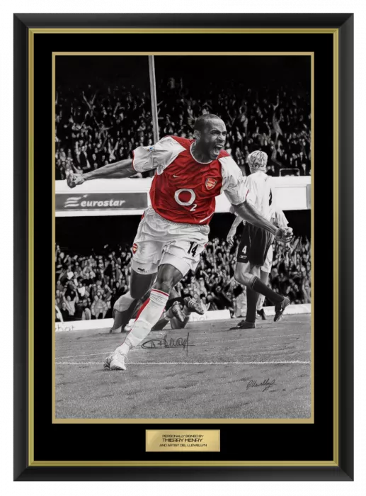 Original Thierry Henry Signed And Premium Framed Tribute Artwork: Arsenal Legend