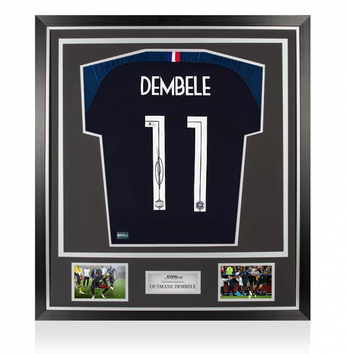 Ousmane Dembele Back Signed France 2018 Home Shirt In Classic Frame