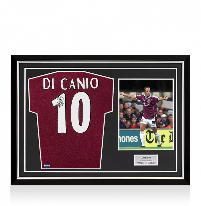 Paolo Di Canio Back Signed West Ham United Shirt Home Shirt In Hero Frame: Option 1