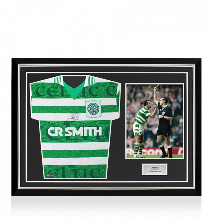 Paolo Di Canio Front Signed Celtic 1996 Home Shirt In Hero Frame: Option 1