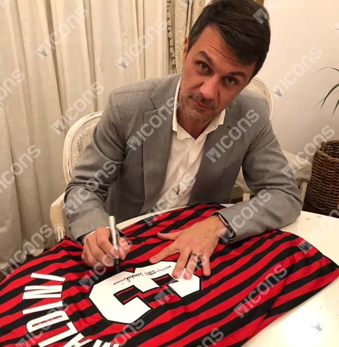 Paolo Maldini Back Signed AC Milan 1999-00 Centenary Home Shirt In Classic Frame