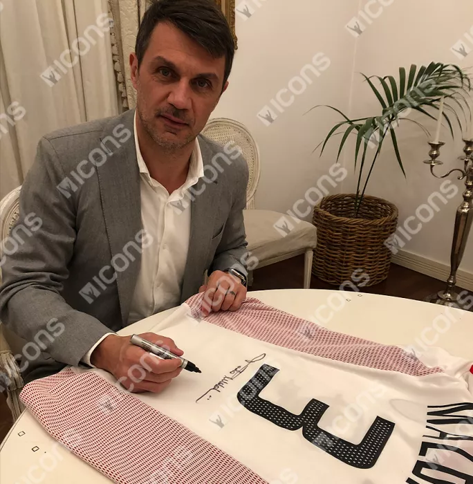 Paolo Maldini Back Signed AC Milan 2002-03 Away Shirt In Classic Frame
