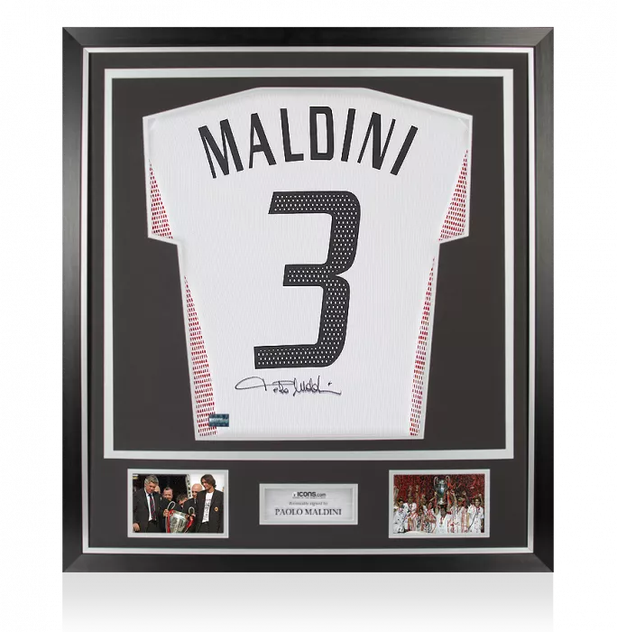 Paolo Maldini Back Signed AC Milan 2002-03 Away Shirt In Classic Frame