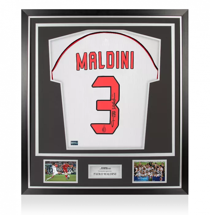 Paolo Maldini Back Signed AC Milan 2006-07 Away Shirt In Classic Frame: UEFA Champions League Final Edition