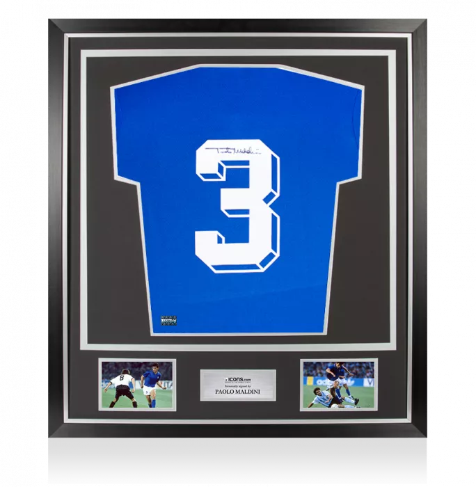 Paolo Maldini Back Signed Italy 1990 Home Shirt In Classic Frame