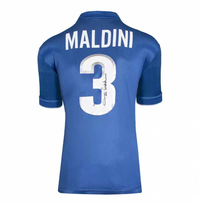 Paolo Maldini Back Signed Italy 1998-99 Home Shirt In Hero Frame: Option 1