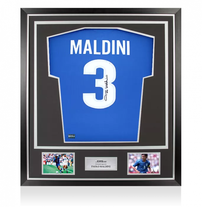 Paolo Maldini Back Signed Italy 1998-99 Home Shirt In Classic Frame