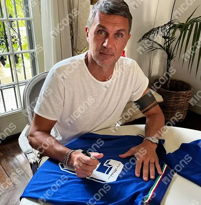 Paolo Maldini Official 1990 FIFA World Cup™ Back Signed And Hero Framed Italy 1990 Home Shirt