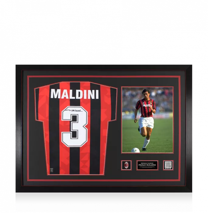 Paolo Maldini Official AC Milan Back Signed 1994 Home Shirt
