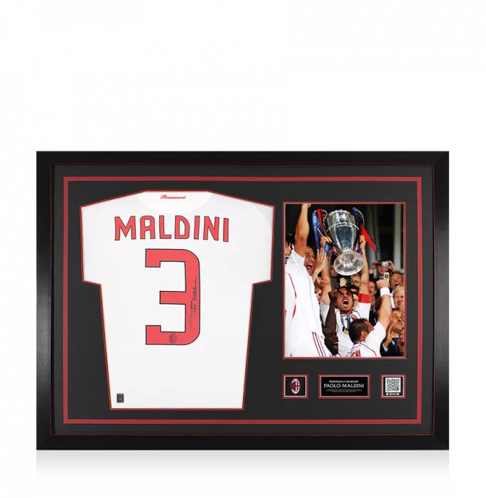 Paolo Maldini Official AC Milan Back Signed and Framed 2008-09 Away Shirt