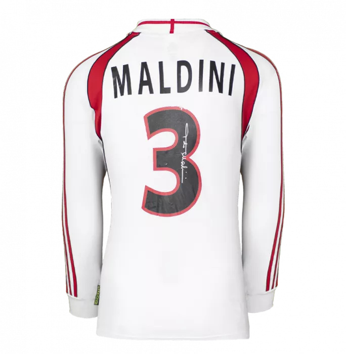 Paolo Maldini Official AC Milan Back Signed And Framed 2001-02 Away Shirt With Long Sleeves