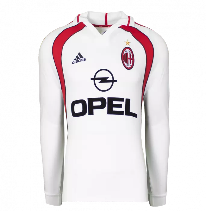 Paolo Maldini Official AC Milan Back Signed And Framed 2001-02 Away Shirt With Long Sleeves