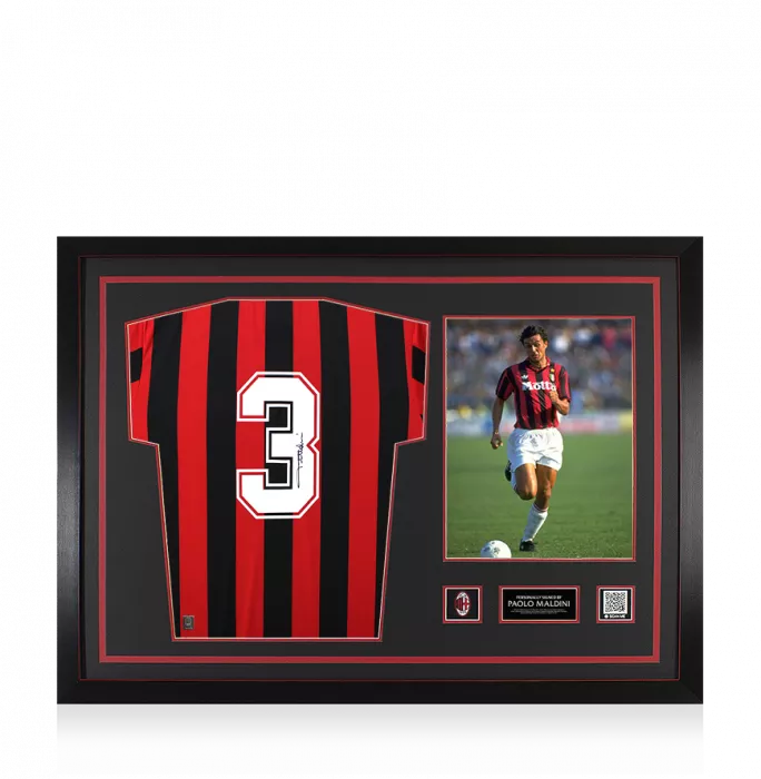 Paolo Maldini Official AC Milan Back Signed and Framed 1988 Home Shirt