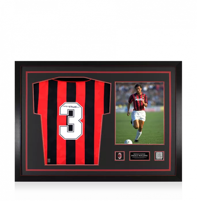 Paolo Maldini Official AC Milan Back Signed and Framed 1994 Home Shirt