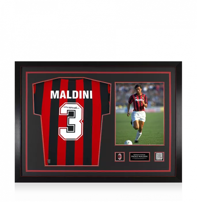 Paolo Maldini Official AC Milan Back Signed and Framed 1988 Home Shirt
