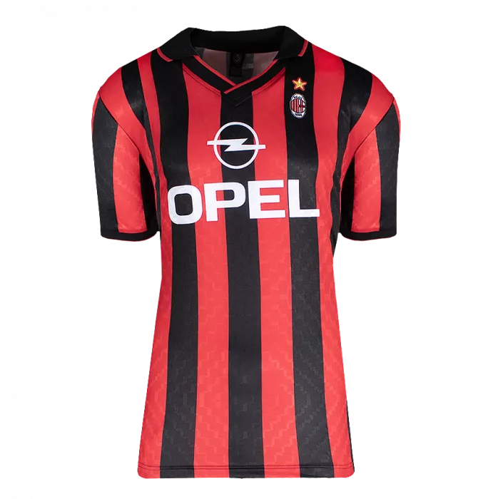 Paolo Maldini Official UEFA Champions League Back Signed And Framed AC Milan 1996 Home Shirt