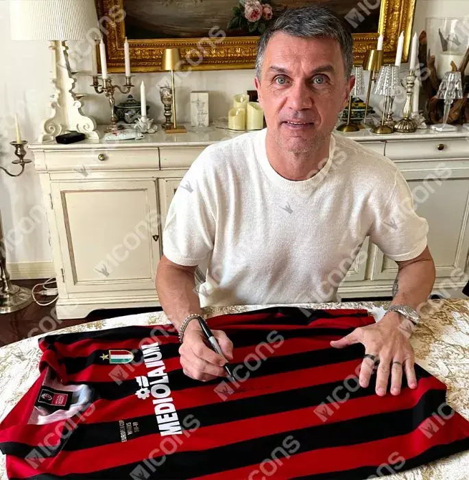 Paolo Maldini Official UEFA Champions League Front Signed And Hero Framed AC Milan 1988 Home Shirt: European Cup Winner 1988-89 Edition