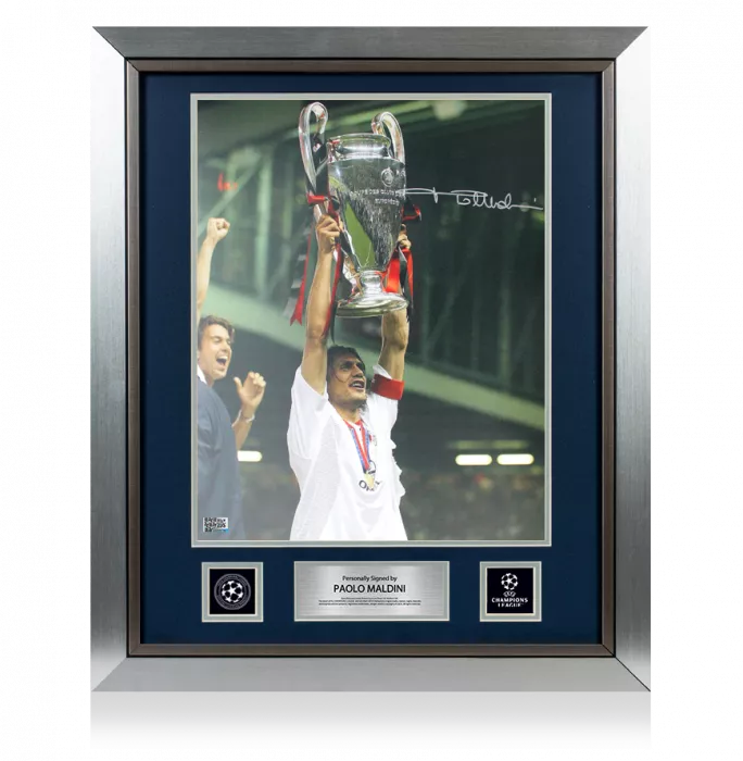 Paolo Maldini Official UEFA Champions League Signed and Framed AC Milan Photo: 2003 Winner