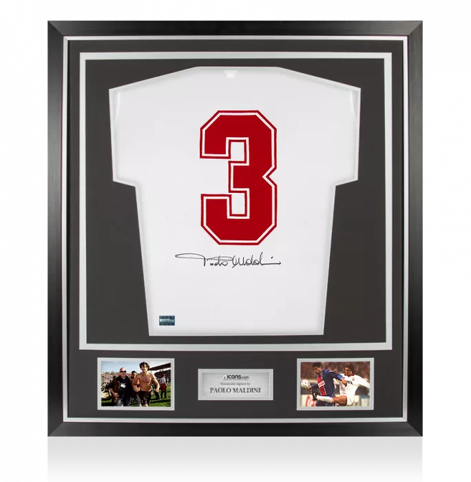 Paolo Maldini Signed AC Milan 1990-92 Away Shirt In Classic Frame