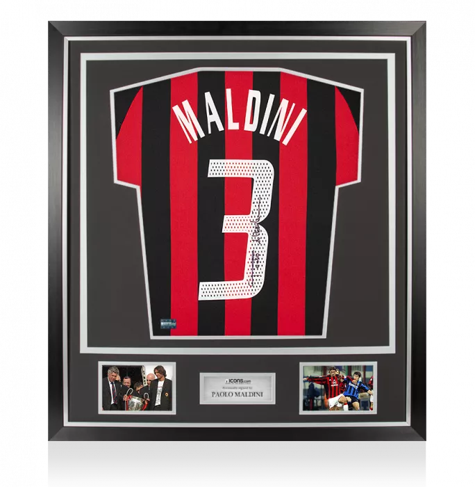 Paolo Maldini Signed AC Milan 2002-03 Home Shirt In Classic Frame