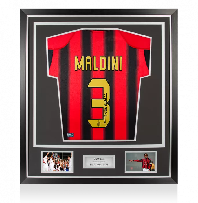 Paolo Maldini Signed AC Milan 2004-05 Home Shirt In Classic Frame