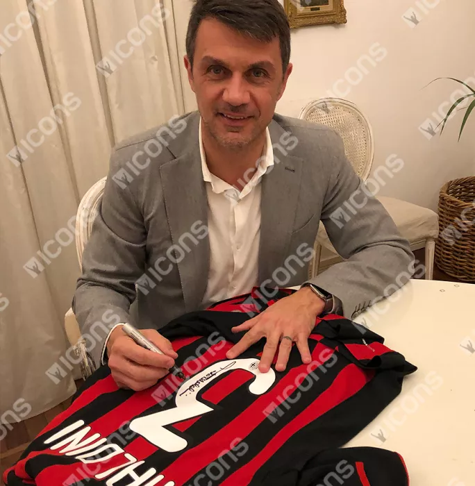 Paolo Maldini Signed AC Milan 2008-09 Home Shirt In Classic Frame: Final San Siro Appearance Edition