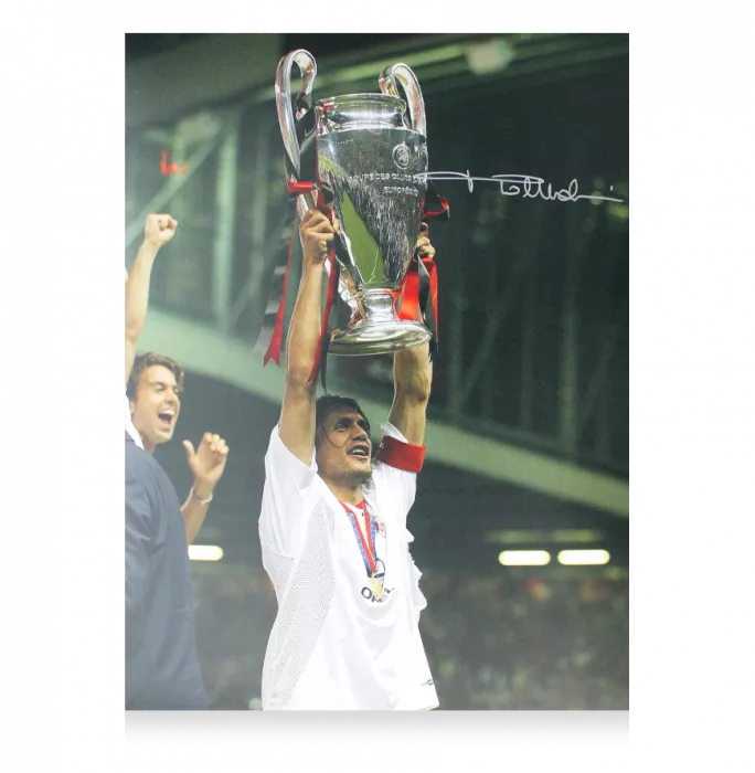 Paolo Maldini Signed AC Milan Photo In Black Wooden Frame: 2003 UEFA Champions League Winner