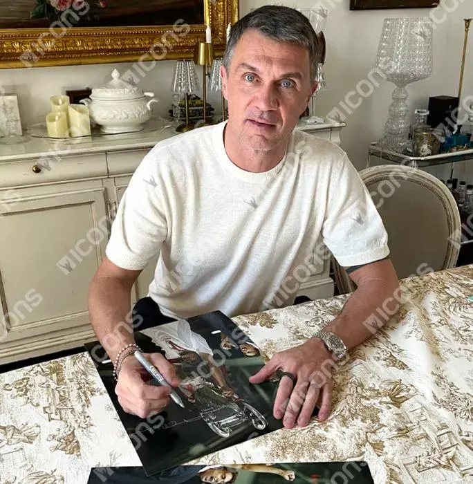 Paolo Maldini Signed AC Milan Photo In Black Wooden Frame: 2003 UEFA Champions League Winner