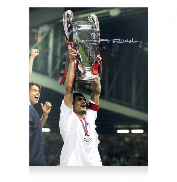 Paolo Maldini Signed AC Milan Photo In Black Wooden Frame: 2003 UEFA Champions League Winner