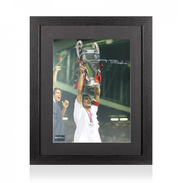 Paolo Maldini Signed AC Milan Photo In Black Wooden Frame: 2003 UEFA Champions League Winner