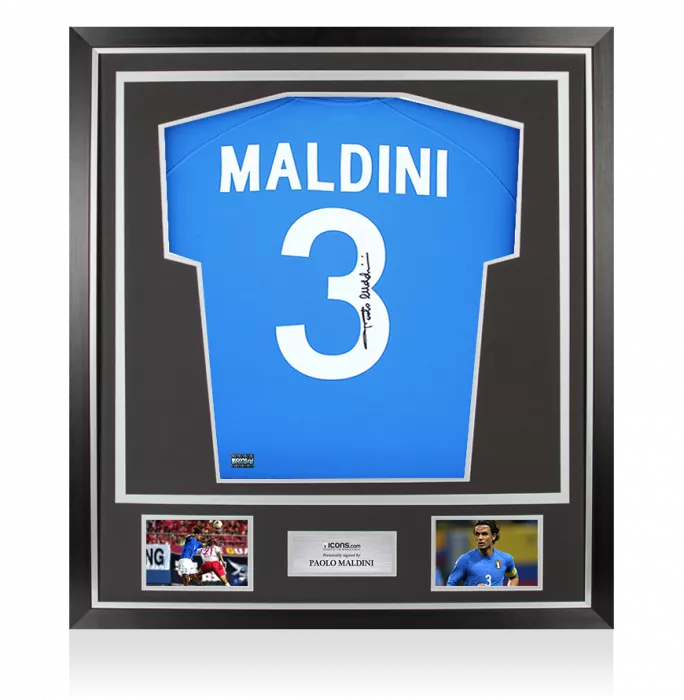 Paolo Maldini Signed Italy 2002 Home Shirt In Classic Frame