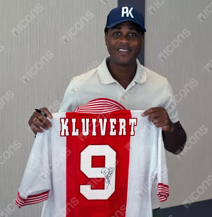 Patrick Kluivert Back Signed AFC Ajax 1995-96 Home Shirt In Classic Frame