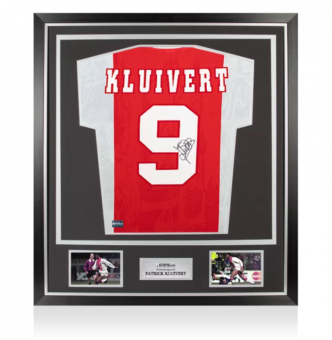 Patrick Kluivert Back Signed AFC Ajax 1995-96 Home Shirt In Classic Frame