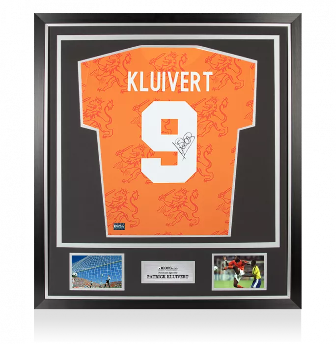 Patrick Kluivert Back Signed Netherlands 1994-95 Home Shirt In Classic Frame