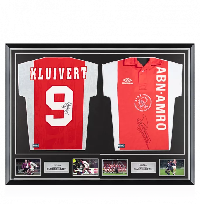 Patrick Kluivert & Clarence Seedorf Signed AFC Ajax Shirts In Classic Dual Frame