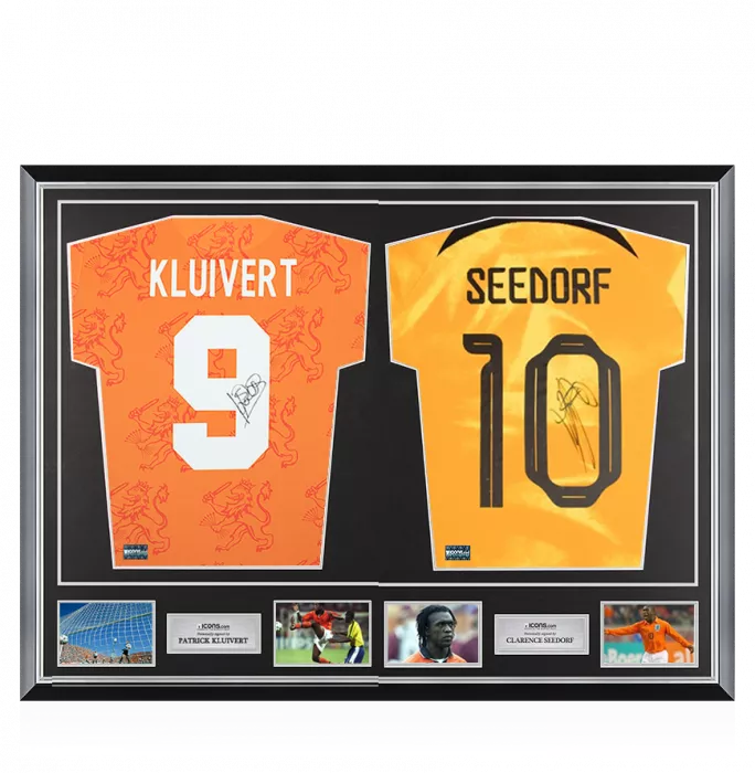 Patrick Kluivert & Clarence Seedorf Signed Netherlands Shirts In Classic Dual Frame