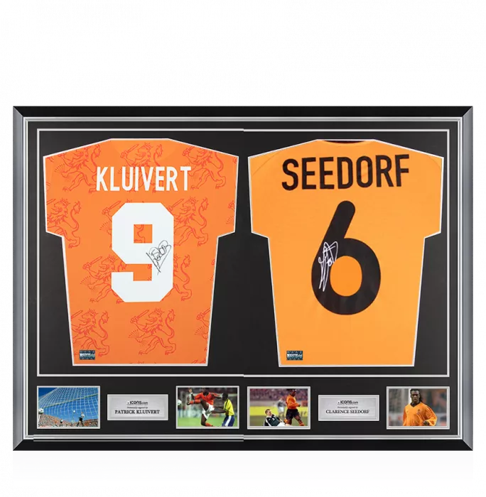 Patrick Kluivert & Clarence Seedorf Signed Netherlands Shirts In Classic Dual Frame
