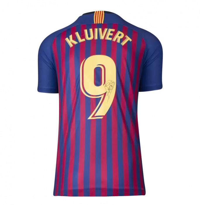 Patrick Kluivert Official FC Barcelona Back Signed And Framed Modern Home Shirt