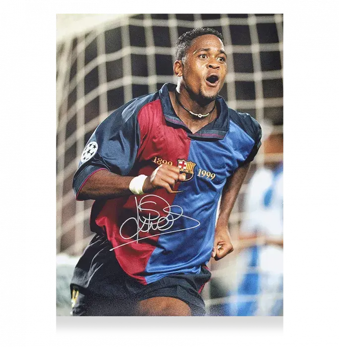 Patrick Kluivert Official FC Barcelona Signed And Framed Photo: UEFA Champions League Goal