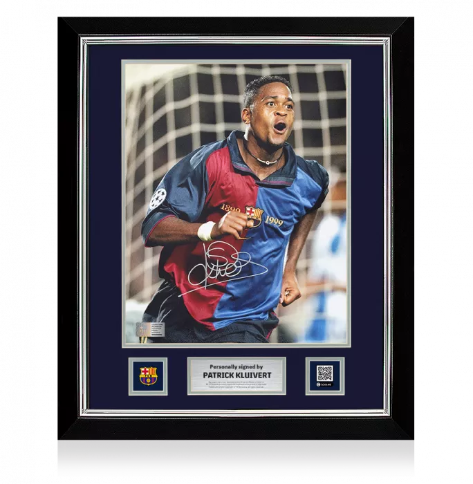 Patrick Kluivert Official FC Barcelona Signed and Framed Photo: UEFA Champions League Goal
