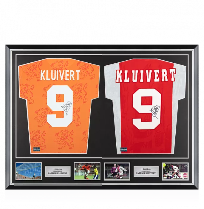 Patrick Kluivert Signed Netherlands & Ajax Shirts In Classic Dual Frame