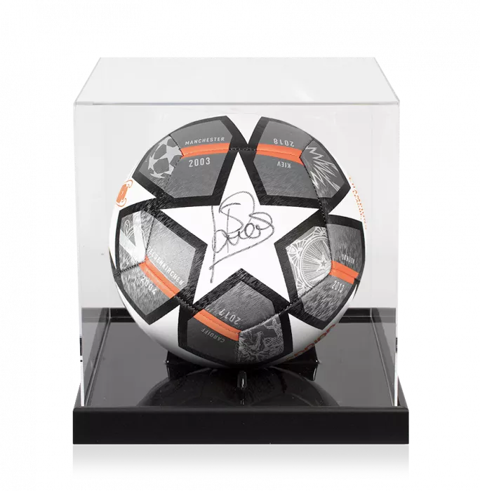 Patrick Kluivert Signed UEFA Champions League Football In Acrylic Case