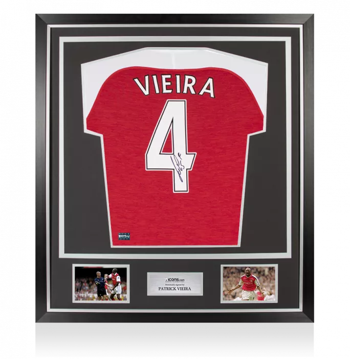 Patrick Vieira Back Signed Arsenal Home Shirt In Classic Frame