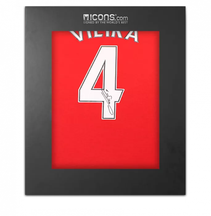 Patrick Vieira Back Signed Arsenal Retro Home Shirt In Deluxe Packaging