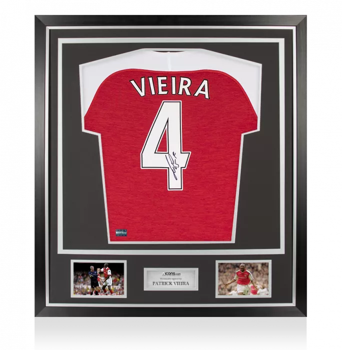 Patrick Vieira Back Signed Modern Arsenal Home Shirt In Classic Frame